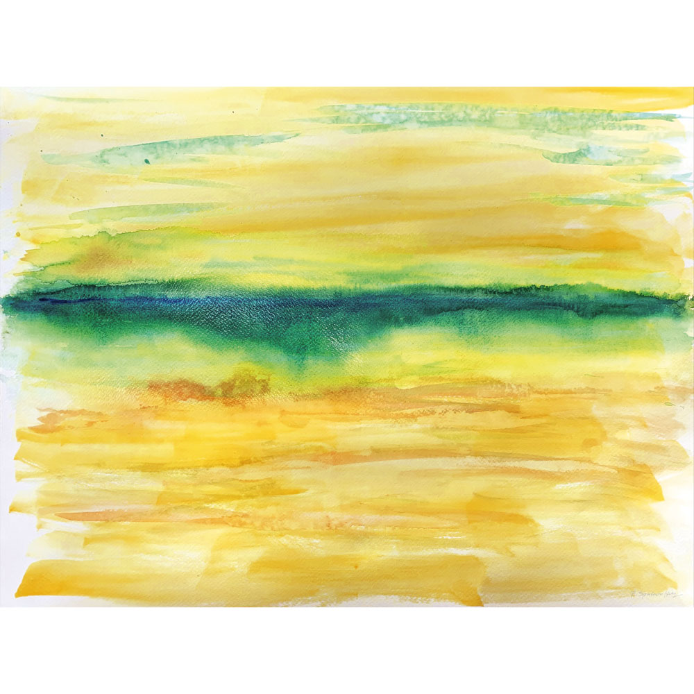 Horizont, horizont abstrakt, Wandbild Horizont, Feng shui bild, Wandbild Gelb, Horizont aquarell